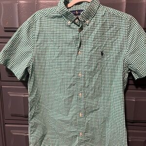 18-20 Ralph Lauren Men's Green Gingham Shirt
